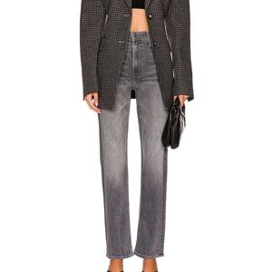 Mother High Waisted Rider Skimp Size 25 Bars and Phrases Gray Stretch Straight